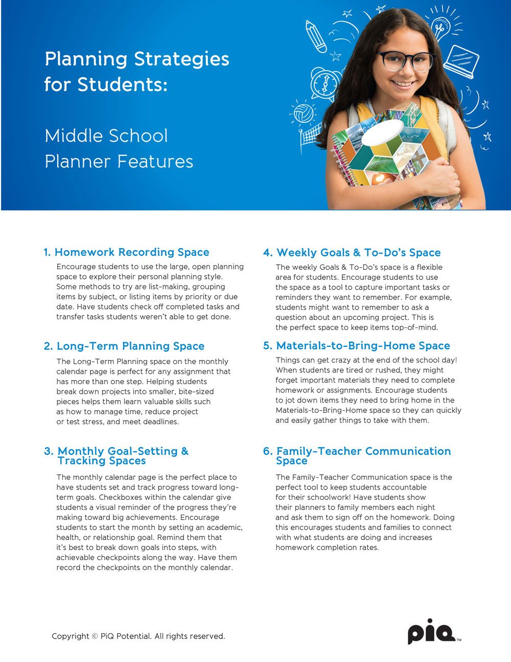 Planning Strategies for Students: Middle School Planner Features