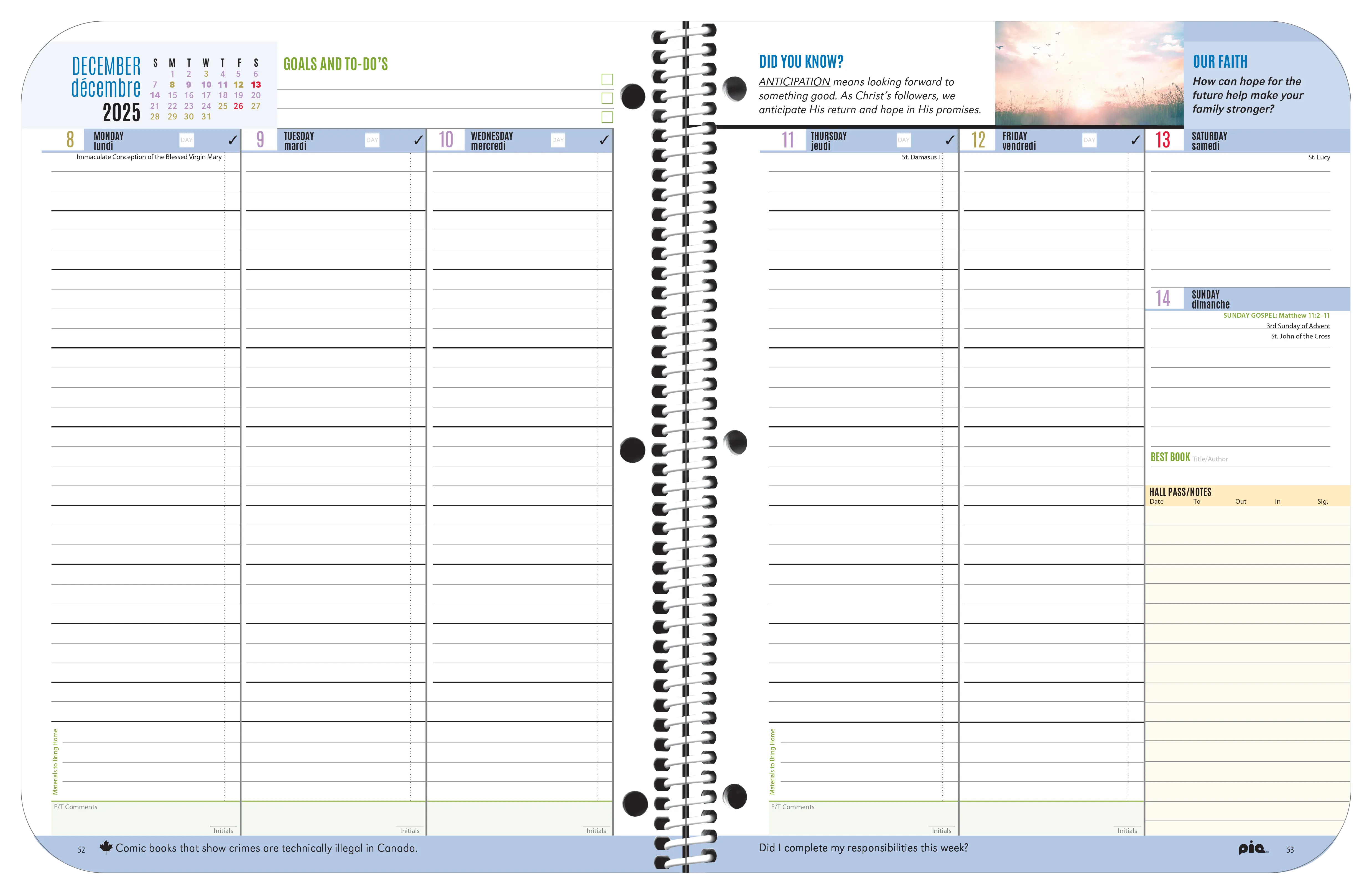 Middle Catholic Faith Planner Spread